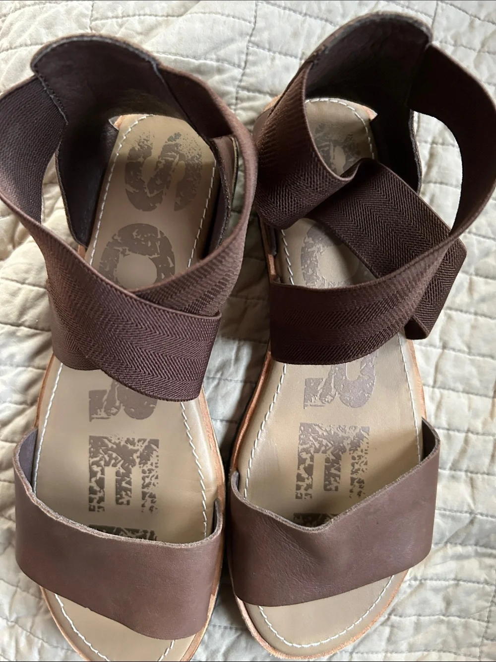 Sorel Brown Crisscross Strap Women's Sandals